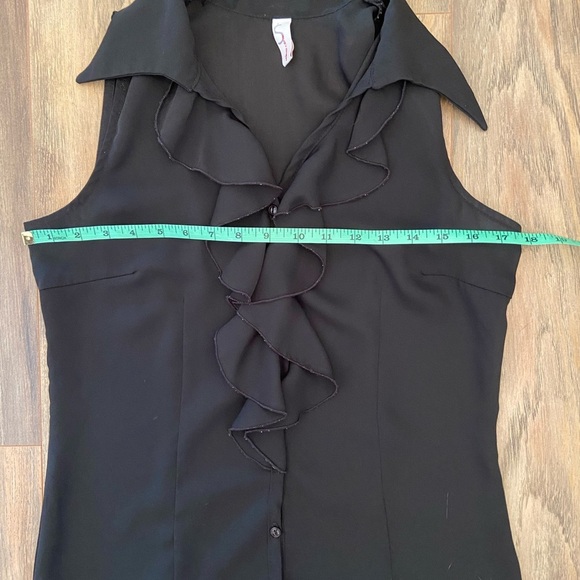 Vintage 90s Suzy Shier Black Ruffle Blouse - Picture 13 of 14